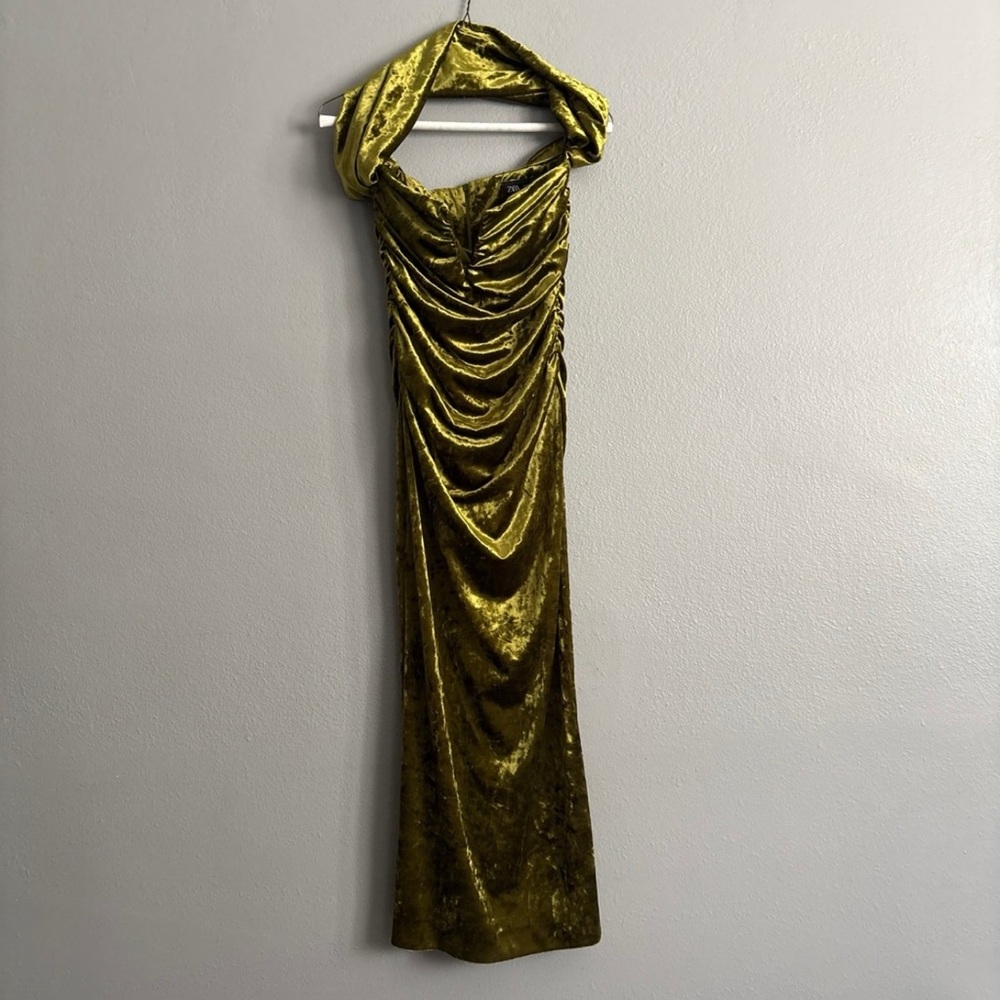 Zara Velvet Dress in Olive